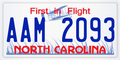 NC license plate AAM2093