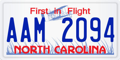 NC license plate AAM2094