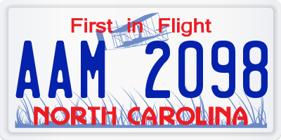 NC license plate AAM2098