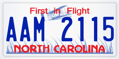 NC license plate AAM2115