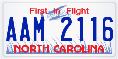 NC license plate AAM2116