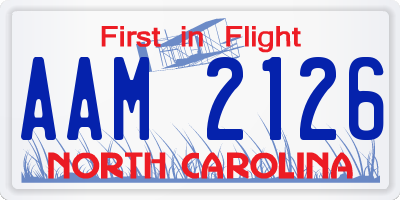 NC license plate AAM2126
