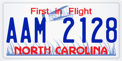 NC license plate AAM2128