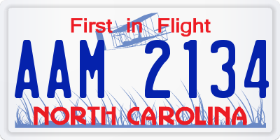 NC license plate AAM2134
