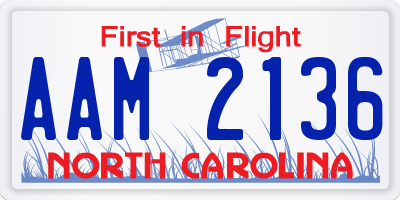 NC license plate AAM2136