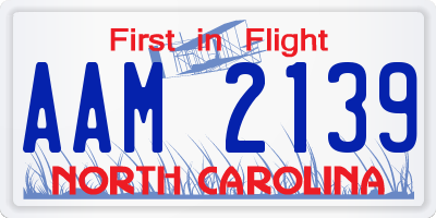 NC license plate AAM2139