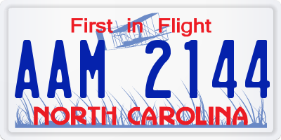 NC license plate AAM2144