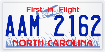NC license plate AAM2162