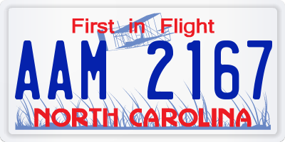 NC license plate AAM2167