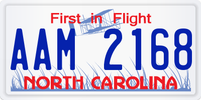 NC license plate AAM2168