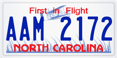 NC license plate AAM2172