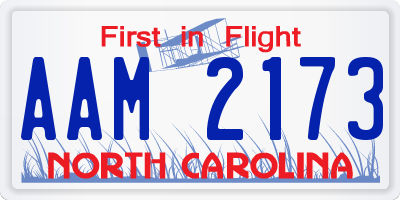 NC license plate AAM2173