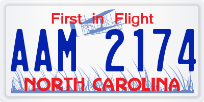 NC license plate AAM2174