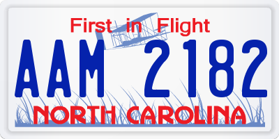 NC license plate AAM2182
