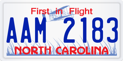 NC license plate AAM2183