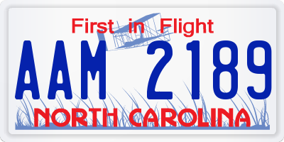 NC license plate AAM2189
