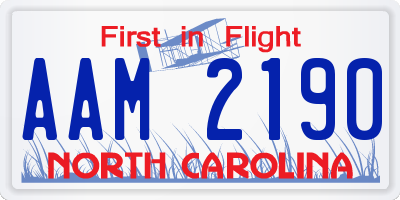 NC license plate AAM2190