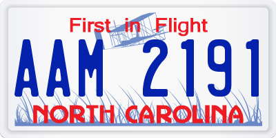 NC license plate AAM2191