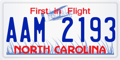 NC license plate AAM2193