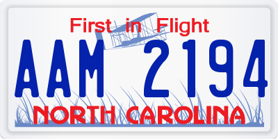 NC license plate AAM2194