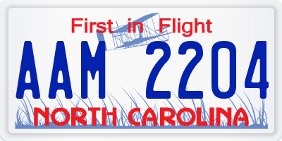 NC license plate AAM2204