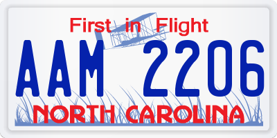NC license plate AAM2206