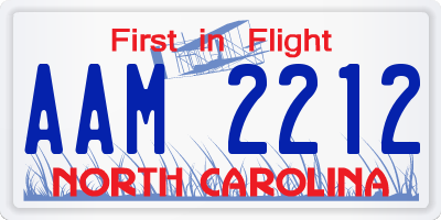 NC license plate AAM2212