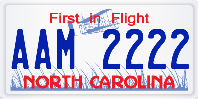 NC license plate AAM2222