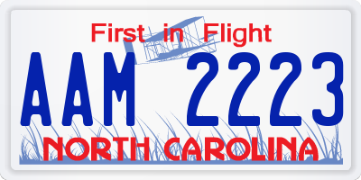 NC license plate AAM2223