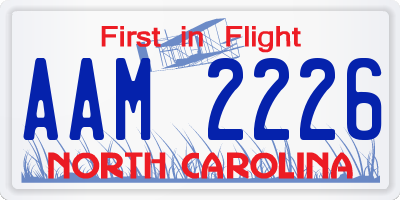 NC license plate AAM2226