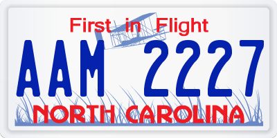 NC license plate AAM2227