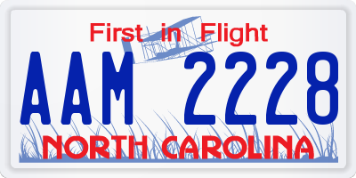 NC license plate AAM2228