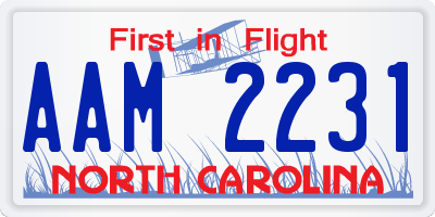 NC license plate AAM2231