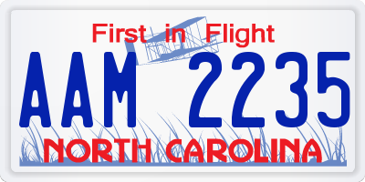 NC license plate AAM2235