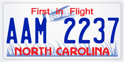 NC license plate AAM2237