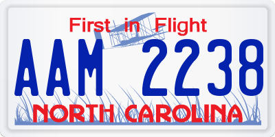 NC license plate AAM2238