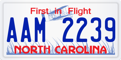 NC license plate AAM2239
