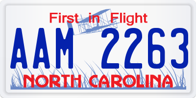 NC license plate AAM2263