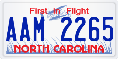 NC license plate AAM2265