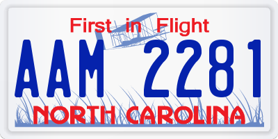 NC license plate AAM2281