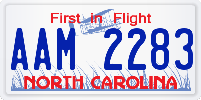 NC license plate AAM2283