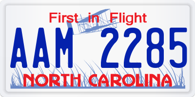 NC license plate AAM2285
