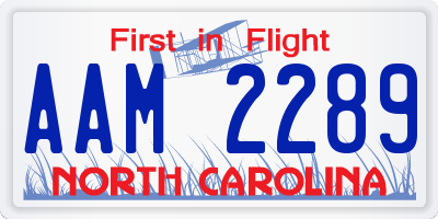 NC license plate AAM2289