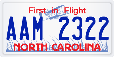 NC license plate AAM2322