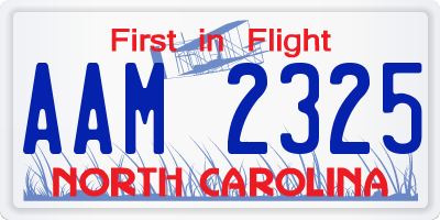 NC license plate AAM2325