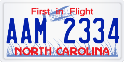 NC license plate AAM2334