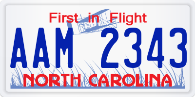 NC license plate AAM2343