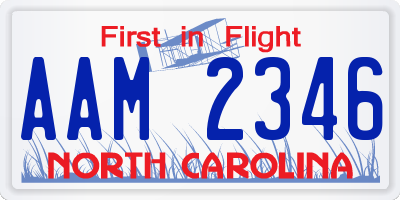 NC license plate AAM2346
