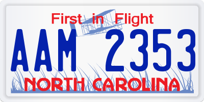 NC license plate AAM2353