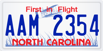NC license plate AAM2354